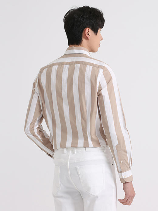 callisto玛奇棕白条纹全棉法式领衬衫 SSSTL075Y 商品图2