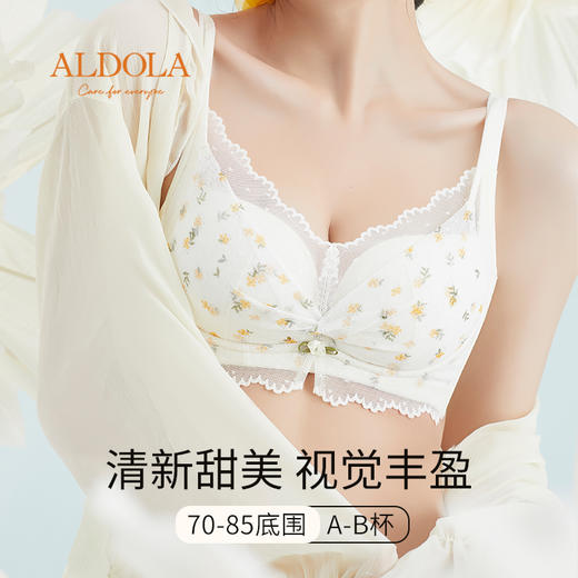 内衣女小胸聚拢碎花蕾丝无钢圈薄款透气文胸甜美风 商品图6