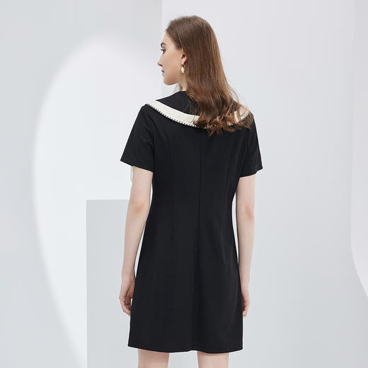 NF897斯尔丽瑟俪2023春夏新款法式优雅异形设计大领子减龄时尚连衣裙 商品图1