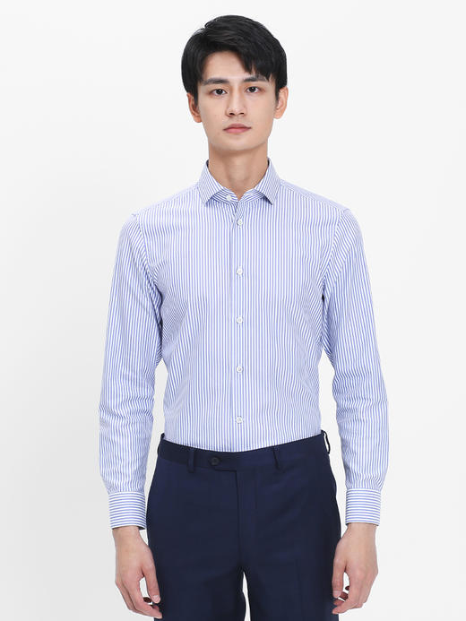 callisto蓝鱼骨巴朗斯条纹全棉意式领衬衫  SRSTL045C 商品图0