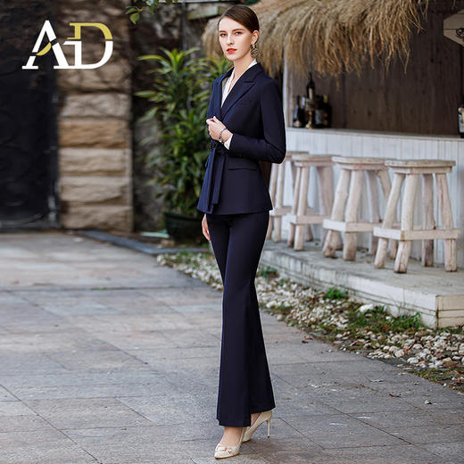 AD高级感女总裁西装套装气质藏青色工装商务律师职业装西服套裤 商品图4