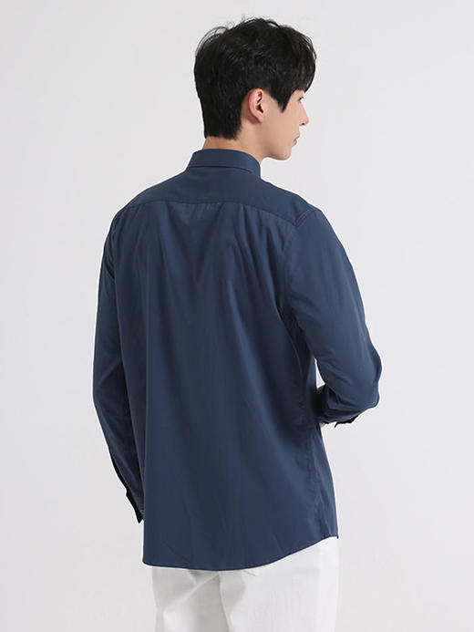 callisto深蓝桑蚕丝混纺意式领衬衫 SSSTL081T 商品图2