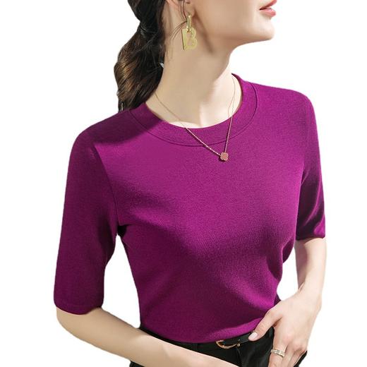 舒适简约，莫代尔棉上衣圆领薄绒打底衫R6054-1 商品图4