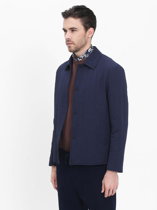 callisto藏青微泡纹理翻领棉夹克  SRFEP003C 商品图1