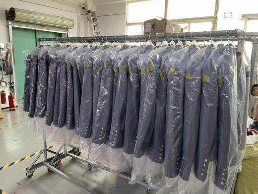 颈袖添香2024新款巴尔曼版型小西装雾霾蓝羊绒弹力透气单西 商品图1