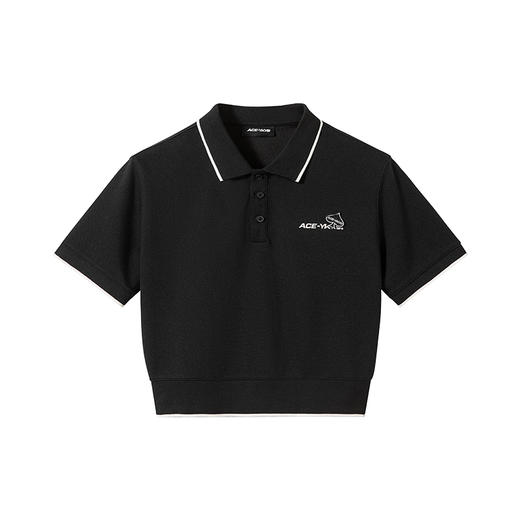 YKYB 23SS棉氨混纺宽松撞色字母短袖polo衫学院风休闲短袖T恤女 商品图4