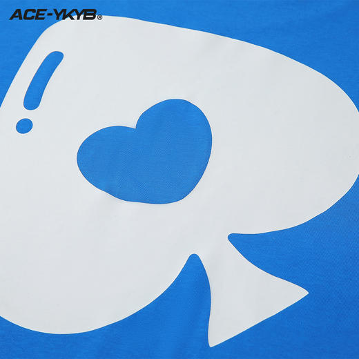 YKYB 23SS黑桃爱心蓝色拼接短袖T恤复古配色宽松廓形圆领上衣潮 商品图3