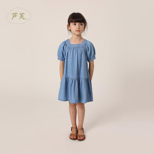 【马克珍妮 芦芙】新款夏装 女童方领纯棉牛仔连衣裙230790 商品图1