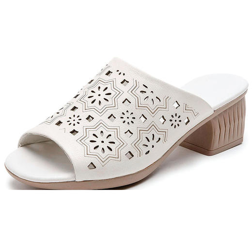 夏季新款，粗高跟拖鞋女外穿复古鱼嘴鞋民族风妈妈凉拖鞋女MLD-9921 商品图4