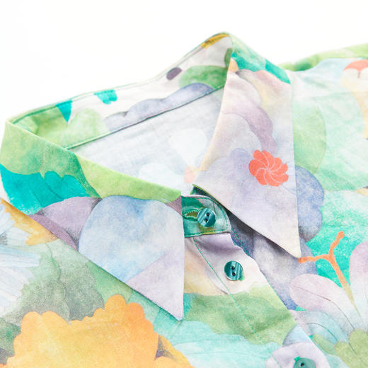 谜底花衬衫女分袖2023夏季款纯棉透气花朵印花上衣衬衣236MC7091 商品图3