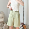 【五分裤口袋款马卡龙西装短裤】女夏季薄款运动休闲裤松紧高腰直筒裤 商品缩略图8