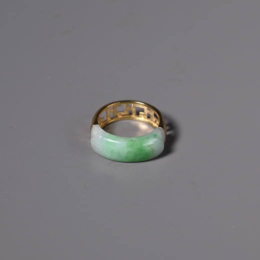 清代翡翠戒面“长富贵”金戒指 商品图2