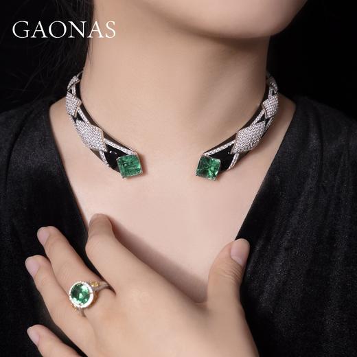 GAONAS 坠链均925银锆石 高纳仕 气质重磅绿色项圈 GX049333 商品图4