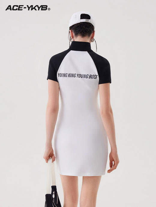 YKYB 23SS美式复古酷辣包臀裙重工双色拼接运动风连衣裙插肩裙 商品图3