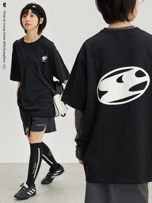 CryingCenter 椭圆形3C LOGO四色经典宽松纯色短袖基础款圆领T恤 商品图4