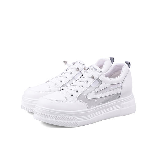 Safiya/索菲娅2023新品春夏百搭透气网面松糕厚底休闲板鞋 SF31112438 商品图4