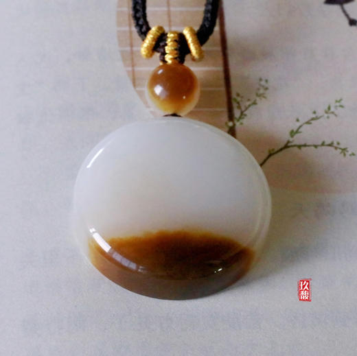 和田玉（糖羊脂玉）挂件--旭日东升21.75g(带绳) 商品图5