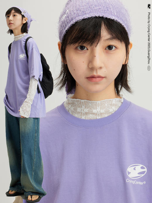 CryingCenter 椭圆形3C LOGO四色经典宽松纯色短袖基础款圆领T恤 商品图1