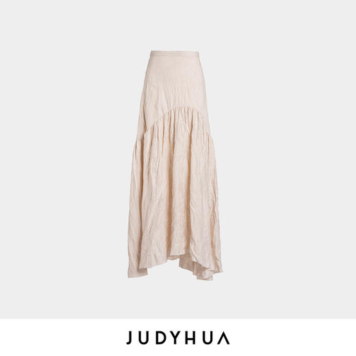 JUDYHUA 麻质弧线皱褶设计款半裙 商品图3
