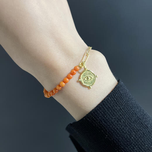 北京仓｜Barbóra-Eye-眼睛金币 橙色 手链［希腊设计师] 商品图1