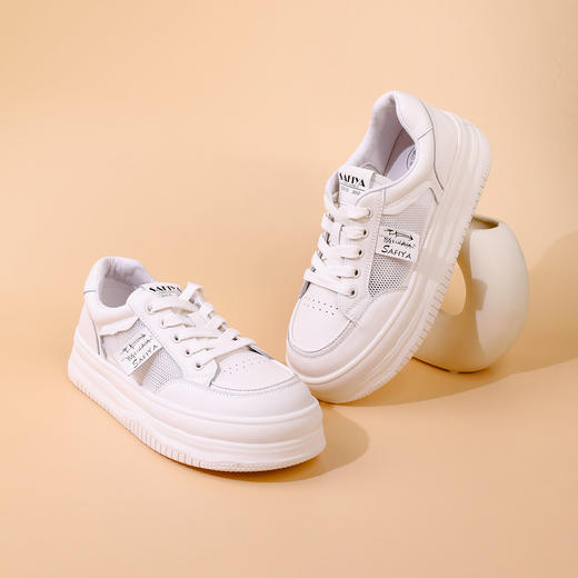 Safiya/索菲娅2023春季新品潮流百搭镂空网面松糕厚底休闲板鞋 SF31112436 商品图9