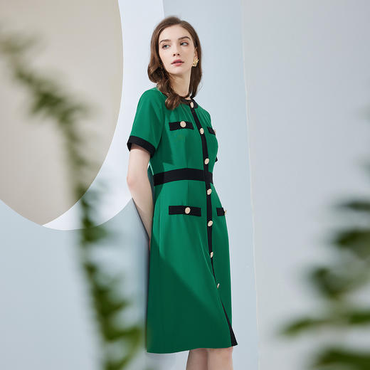 RF8C1斯尔丽瑟俪2023春夏新品优雅时尚职业气质款小香风感撞色连衣裙 商品图2