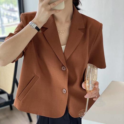 【时尚短袖垂感短款休闲小西服】西装外套女2023夏季薄款韩版新款上衣 商品图8