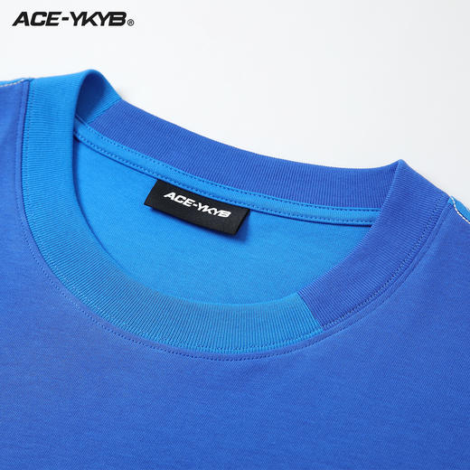 YKYB 23SS黑桃爱心蓝色拼接短袖T恤复古配色宽松廓形圆领上衣潮 商品图2