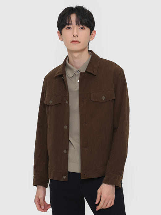 callisto棕色粗线条翻领夹克 FRFEJ032C 商品图0