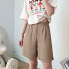 【五分裤口袋款马卡龙西装短裤】女夏季薄款运动休闲裤松紧高腰直筒裤 商品缩略图12