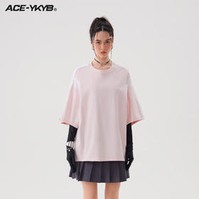 YKYB 23SS美式复古拼接掐肩短袖T恤宽松半袖圆领上衣男女同款潮