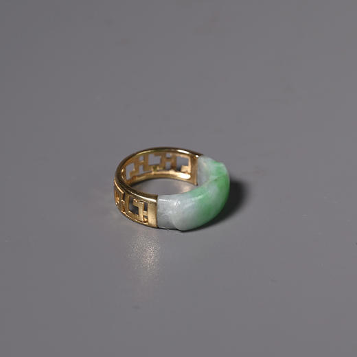 清代翡翠戒面“长富贵”金戒指 商品图4