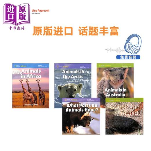 【中商原版】National Geographic Science L1 Animals 美国国家地理科学入门1级动物读本5册 蓝思值BR幼儿园小学12年级含音频 商品图1