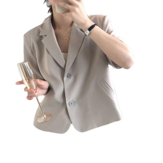 【时尚短袖垂感短款休闲小西服】西装外套女2023夏季薄款韩版新款上衣 商品图4
