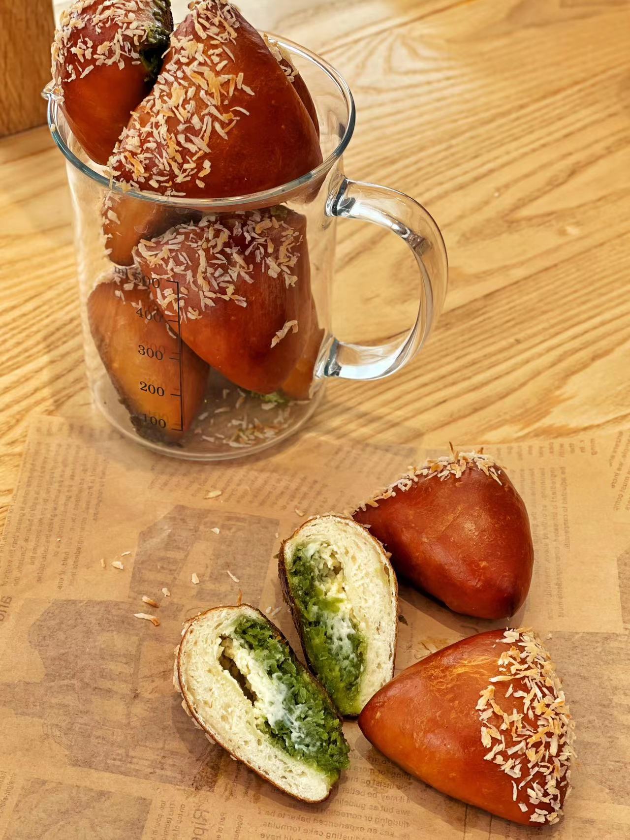 抹茶椰子奶酪碱水球