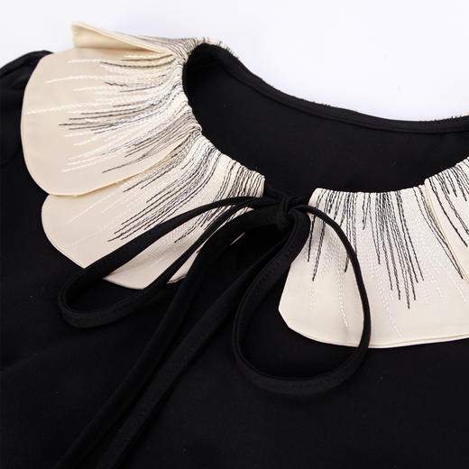 NF8C4斯尔丽瑟俪2023年花瓣设计感撞色领子减龄时尚显瘦气质活泼连衣裙 商品图4