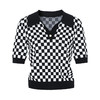 EITIE爱特爱夏季新款时尚气质棋盘格通勤翻领短款短袖针织衫B2301114 商品缩略图6