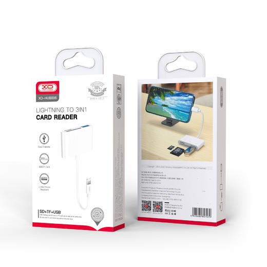 苹果三合一读卡器 USB+SD+TFXO- HUB006白色 商品图3