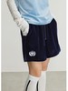 CryingCenter 海军蓝丝绒垂感运动休闲复古学院刺绣短裤 商品缩略图3