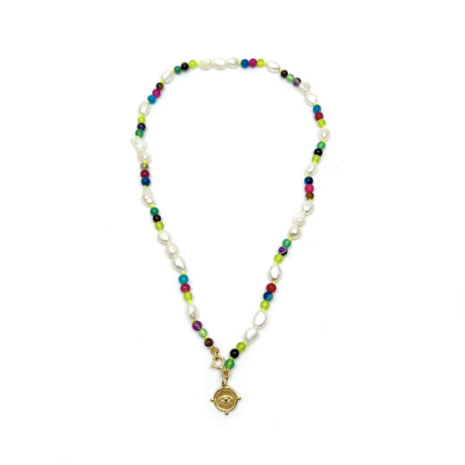 北京仓｜Barbóra-Eye-眼睛金币 绿色 项链［希腊设计师] 商品图1