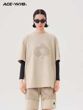 YKYB 23SS黑桃贴布字母短袖T恤爱心重磅廓形宽松休闲上衣潮流夏