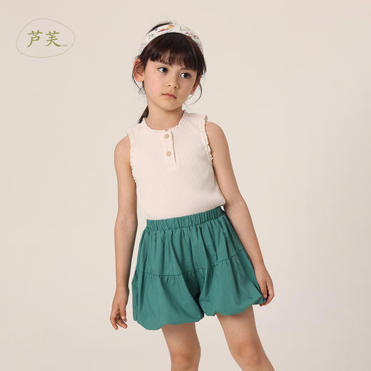 【马克珍妮 芦芙】新款夏装女童纯棉花苞短裤 儿童裤子230775 商品图0