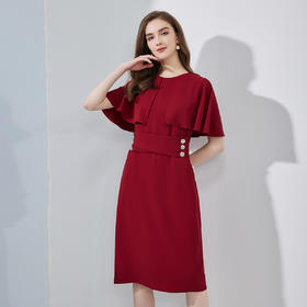 RF8C2斯尔丽瑟俪2023春夏新款时尚修身显瘦款披肩式连衣裙