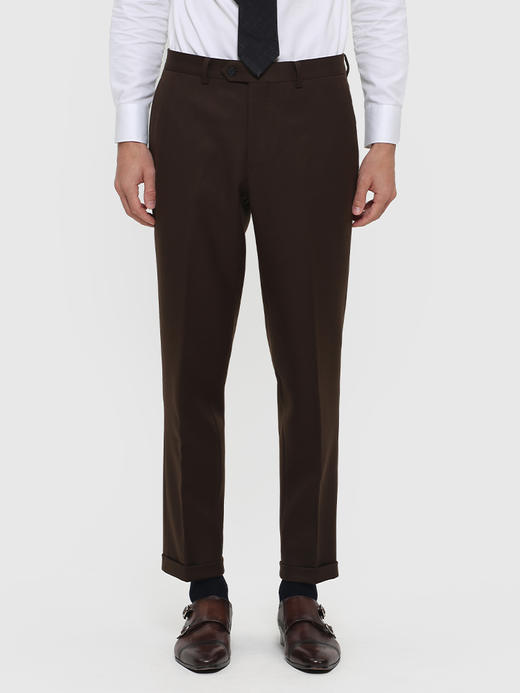 callisto咖棕重磅全羊毛西裤 FRBWP046C 商品图0