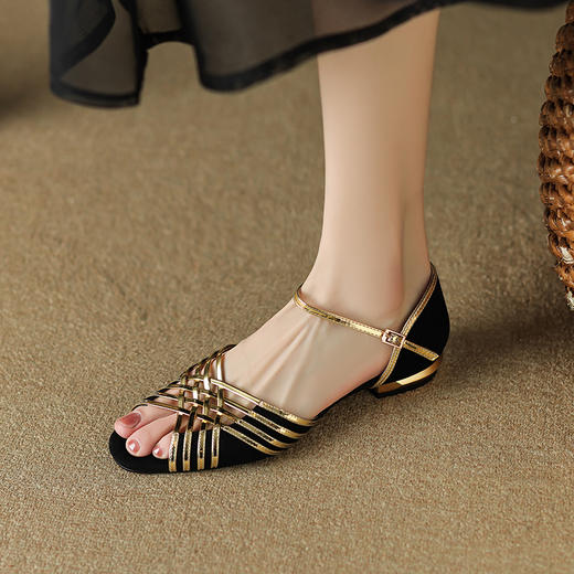 优雅女人味，编织镂空撞色低跟凉鞋DP-9175 商品图9