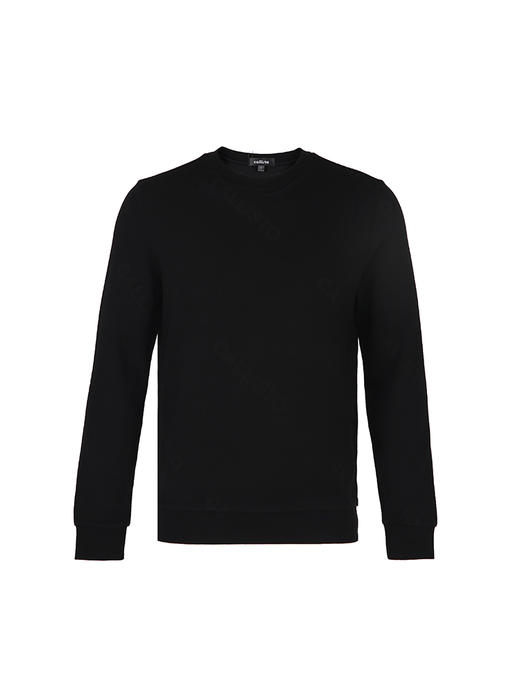 callisto黑色字母提花莫代尔棉圆领长袖T恤 FRTSL028C 商品图0