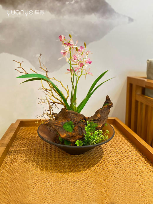 新中式酒店餐桌花圆桌转盘摆花饭店餐厅玄关高端仿真装饰假花摆设 商品图6