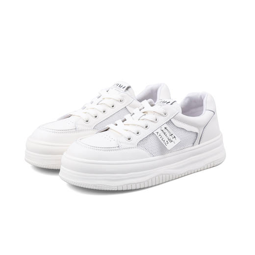 Safiya/索菲娅2023春季新品潮流百搭镂空网面松糕厚底休闲板鞋 SF31112436 商品图5