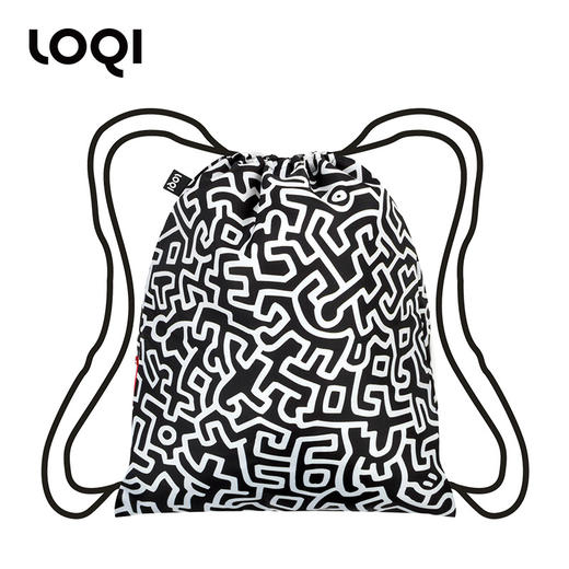 德国LOQI x 凯斯哈林 时尚环保束口双肩包/双面  BP.KH.AM凯斯哈林安迪鼠&迷宫 里外两用抽绳单肩手提文艺运动旅行轻便   商品图1