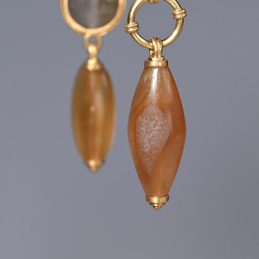 辽代赤焰玛瑙+汉代绿松石耳环 商品图5